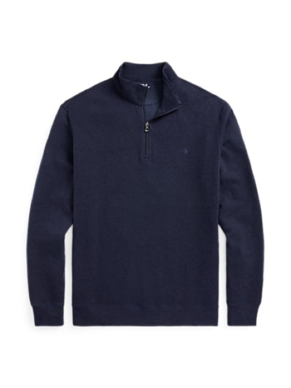 Polo by Ralph Lauren Navy Mesh-Knit Cotton Quarter-Zip Sweater